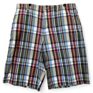 Chor Plaid Shorts Men’s 34 Grunge Skater 2000s Streetwear Cotton Madras